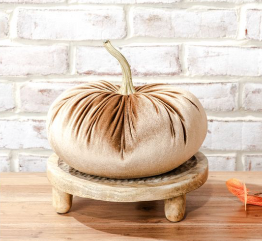10" BEIGE VELVET PUMPKIN
