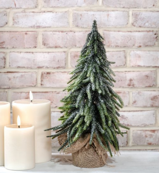 14" FROSTED TREE IN BURLAP