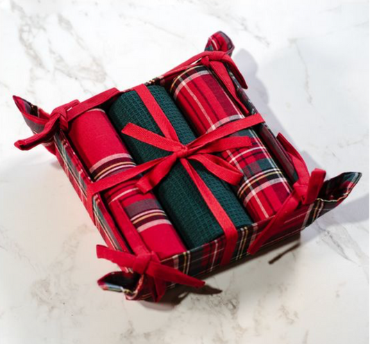 3 PC TARTAN PLAID TOWEL GIFT SET
