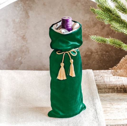 GREEN VELVET BOTTLE BAG
