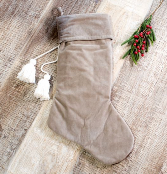 22"L LATTE VELVET STOCKING