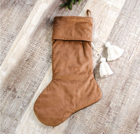 22"L NUTMEG VELVET STOCKING