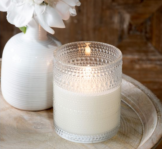 5" LED BEADED GLASS CANDLE