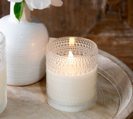 4" LED BEADED GLASS CANDLE