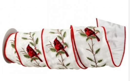 4"X5Y SHEER CARDINAL DUPION RIBBON 