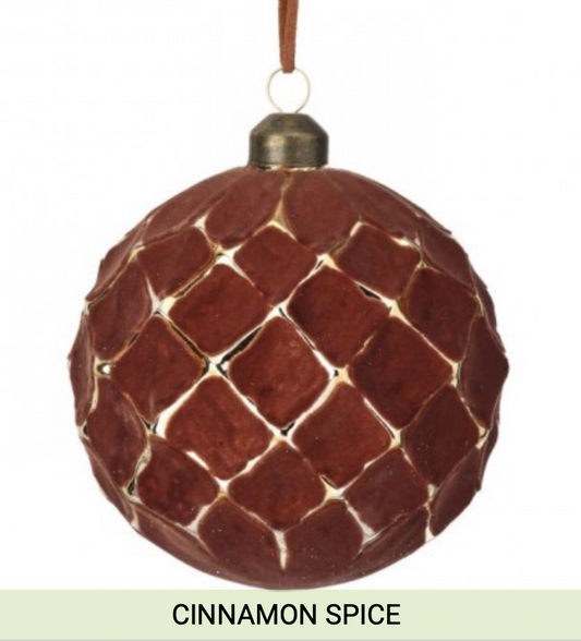 4" GLASS VELVET DIAMOND BALL ORNAMENT 