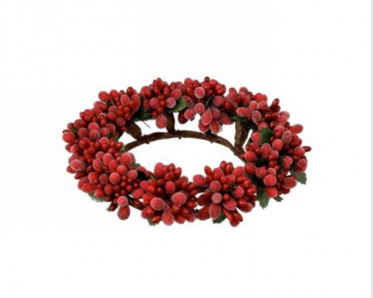 6.5" MINI SUGURED RED BERRY CANDLE RING 