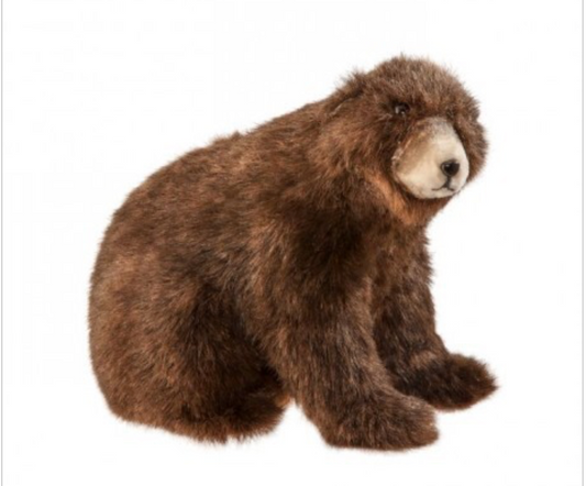 10" STUFFED SITTING FEAUX FUR BROWN BEAR 