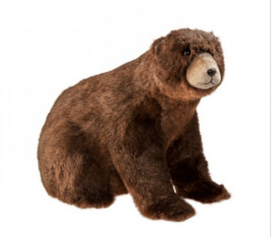 20" STUFFED SITTING FEAUX FUR BROWN BEAR 