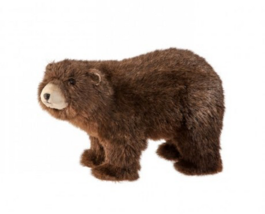 12" STUFFED STANDING FEAUX FUR BROWN BEAR 