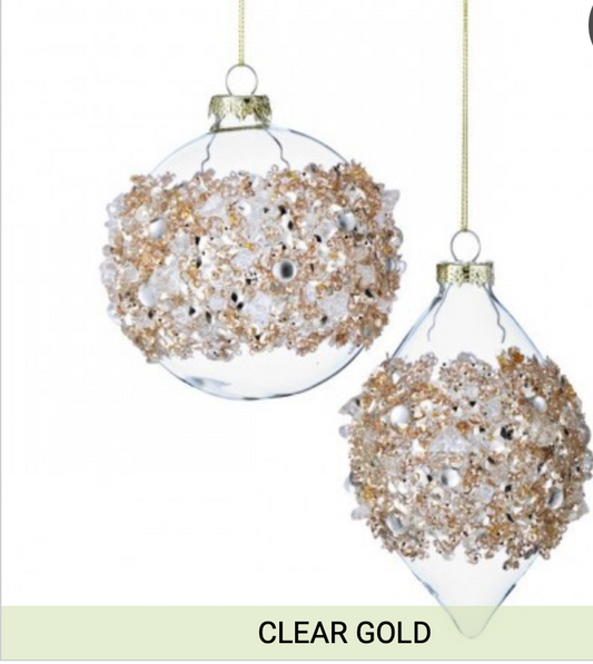 4-6" GLS ICE SQN BALL/FNL ORNAMENT 2/AST 