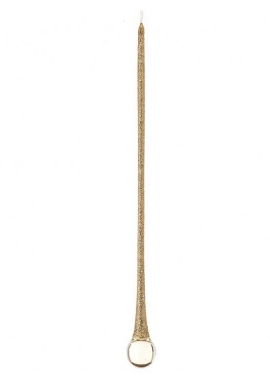 9.5" GLASS CHAMPAGNE GLITTER DROP ORN 