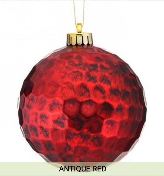 4.75" HAMMERED  ANTIQUE BALL ORNAMENT 2 Pack 