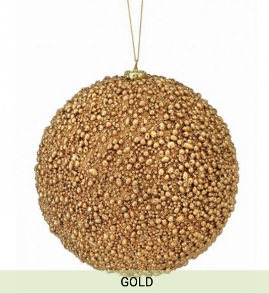 6" GLITTER/MTLC MINI BEAD BALL ORNAMENT