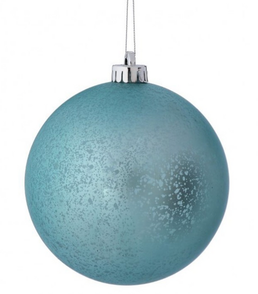 4"  MATT MERCURY BALL ORNAMENT 4 Pack, Aqua Blue 