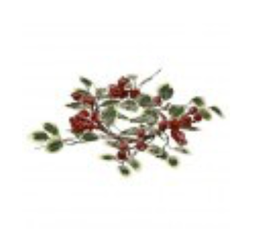 16" ICED HOLLY/BRY/EGREEN CANDLE RING 4.5"