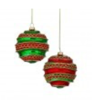 4.5" GLS RIDGED RIBBON BALL ORNAMENT