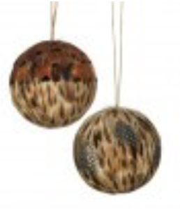 4"NATURAL FEATHER BALL ORNAMENT 2AST 