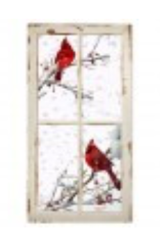 16"X30" CARDINALS ON BRANCH IN ACRYLIC WINDOW 