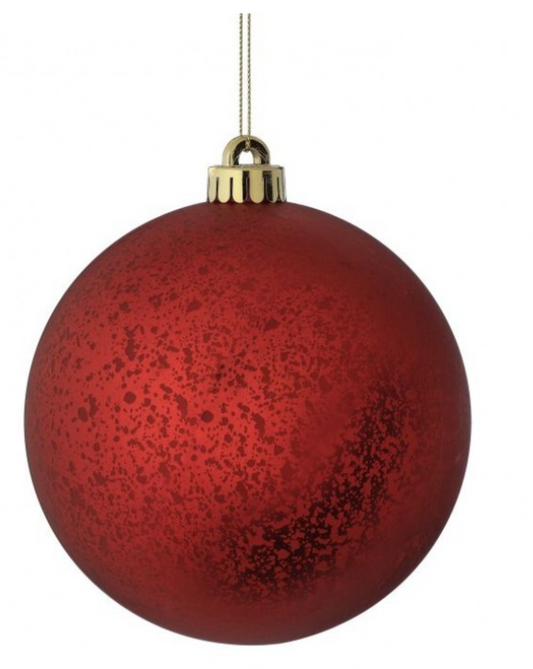 4"  MATT MERCURY BALL ORNAMENT 4 Pack, Red 