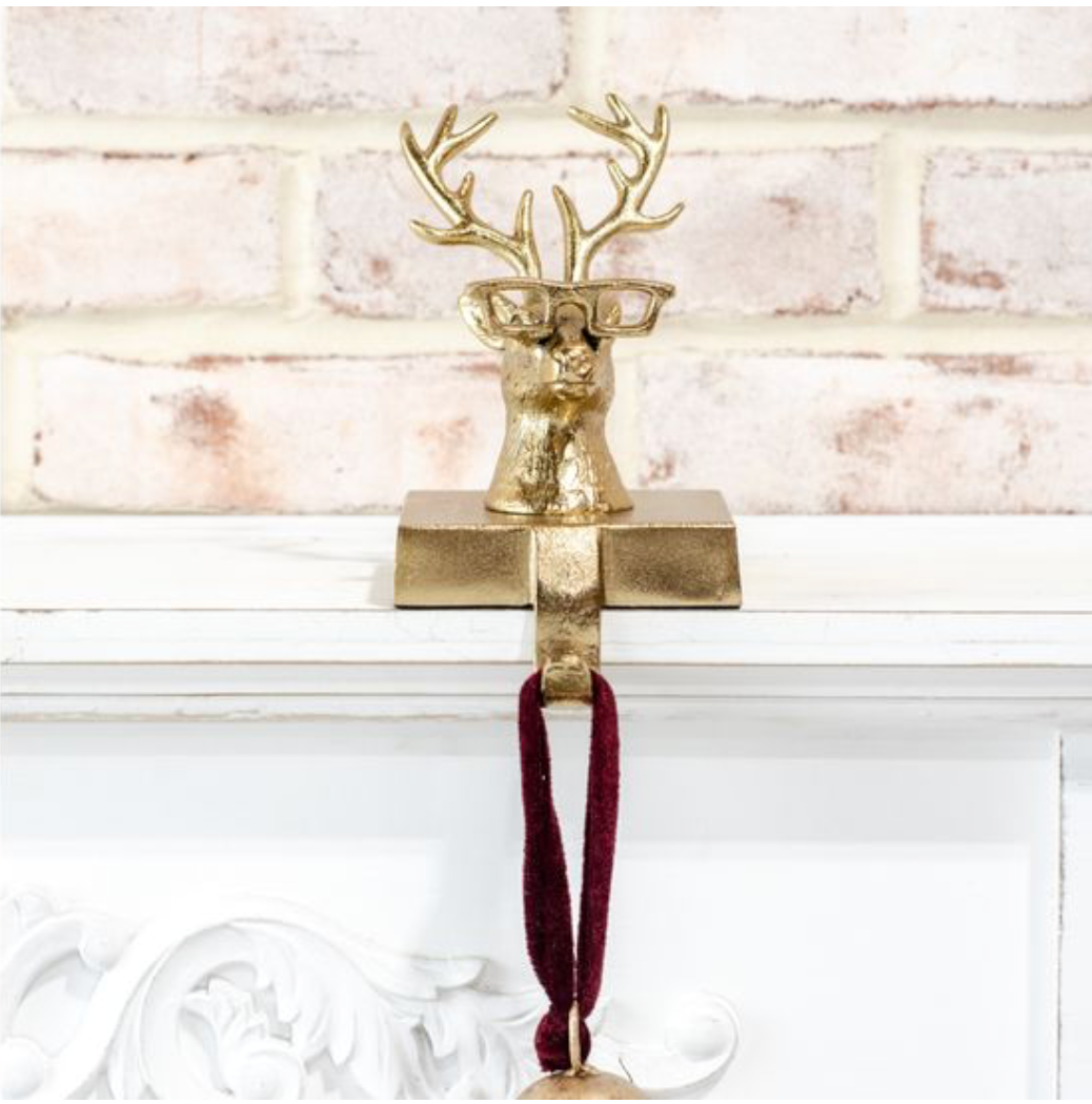 GOLD EYEGLASS REINDEER STOCKING HOLDER – Hopper-Reed Designs