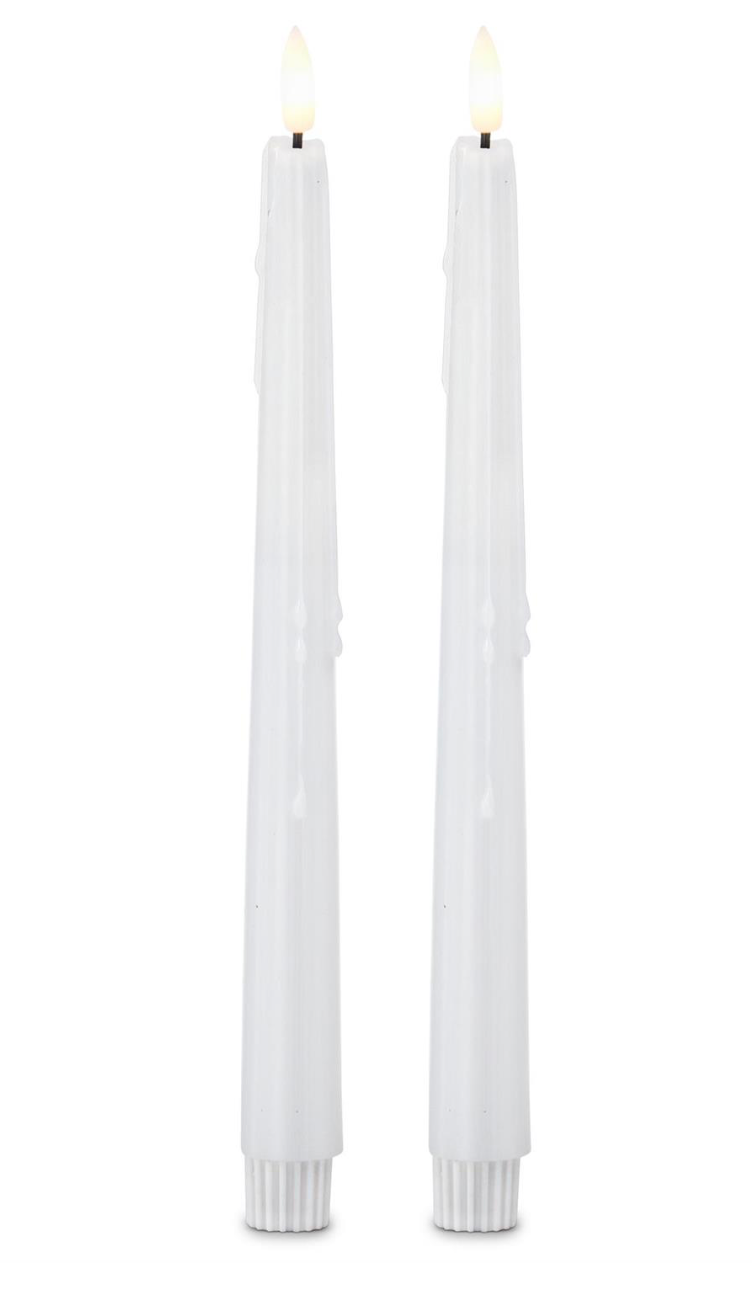 LED Drip Taper Candles - White S/2