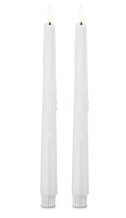 LED Drip Taper Candles - White S/2