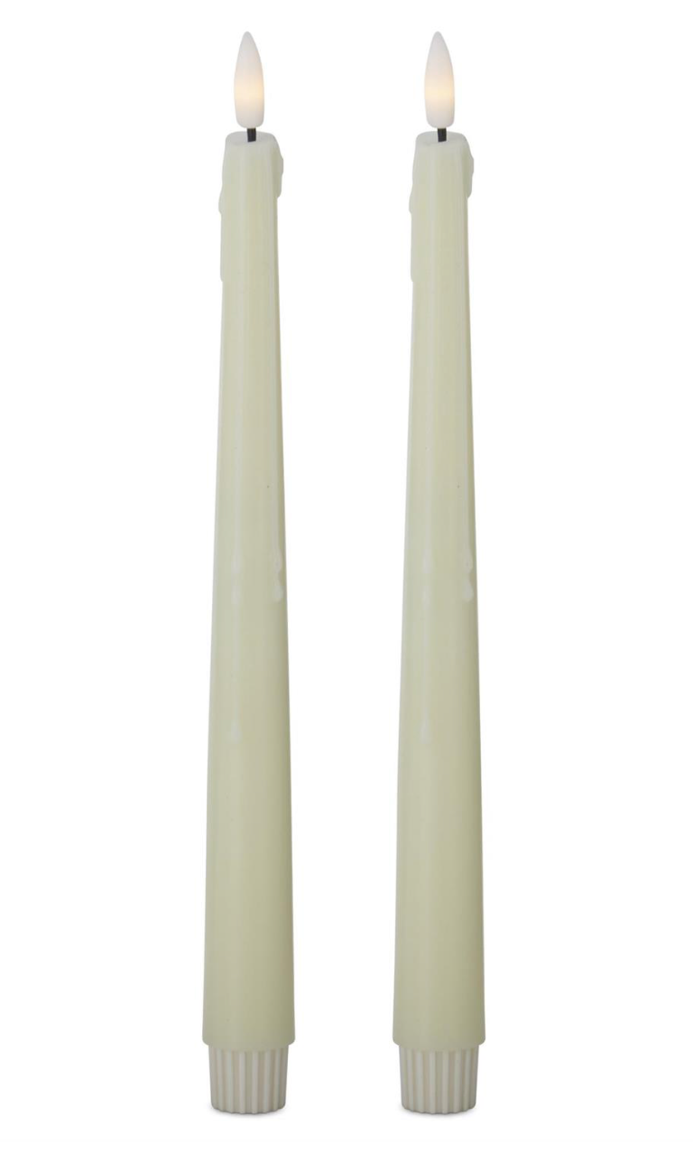 LED Drip Taper Candles - Cream  S/2