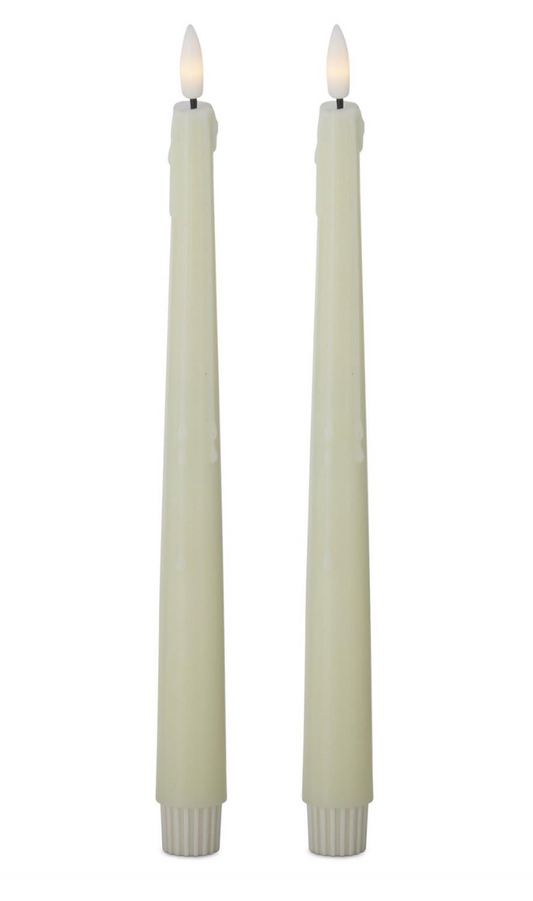 LED Drip Taper Candles - Cream  S/2