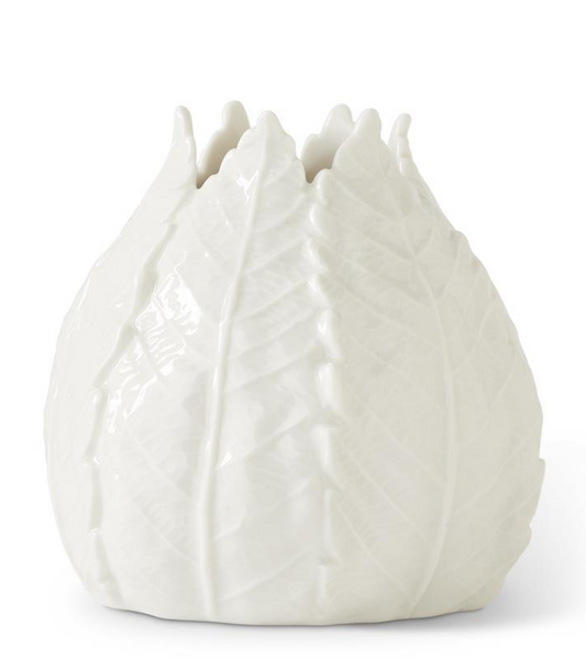 5" White Ceramic Leaf Vase