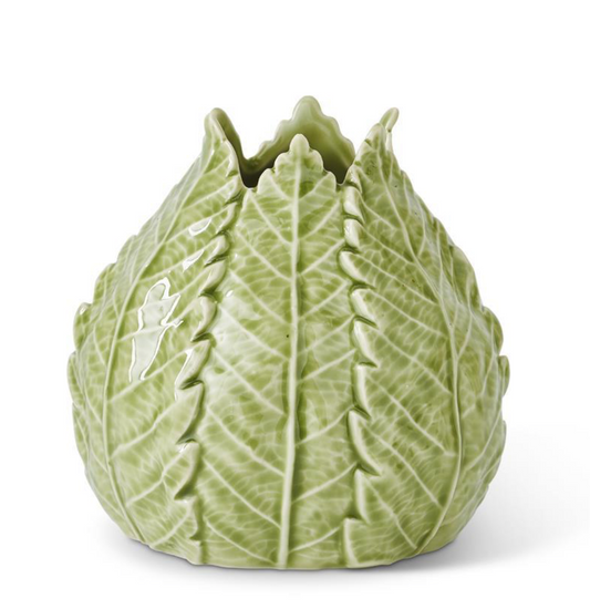 6" Green Ceramic Leaf Vase