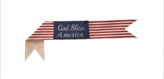 6"X44" "GOD BLESS AMERICA" STRIPE BANNER