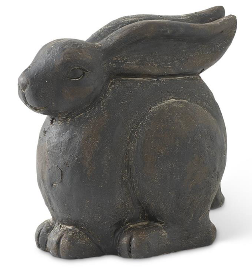 10" DARK BROWN RESIN SITTING RABBIT