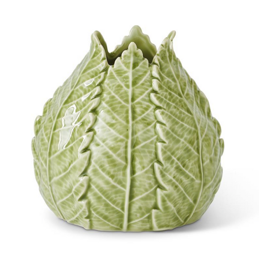 5" GREEN CERAMIC LEAF VASE