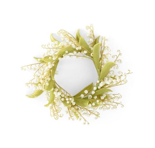 11" CREAM REAL TOUCH LILY OF THE VALLEY CANDLE RING