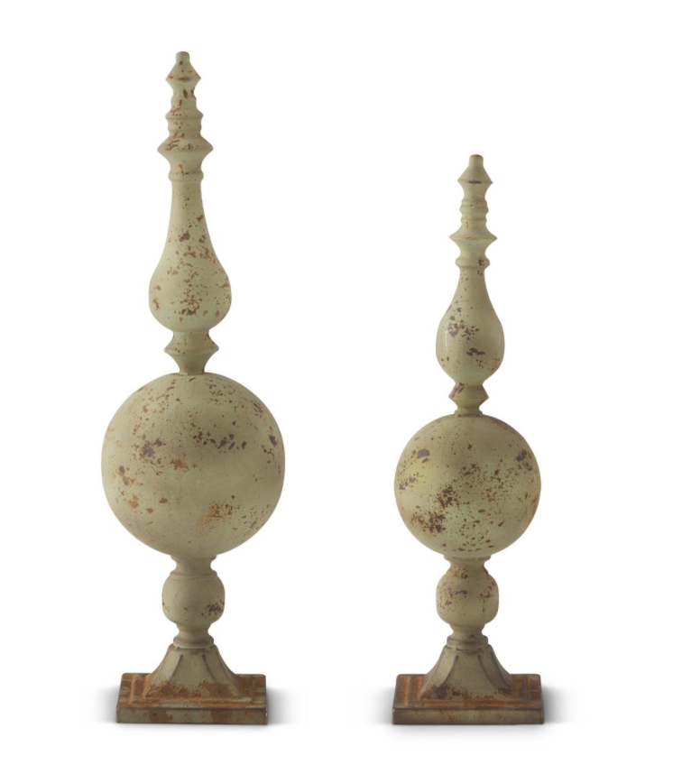 WEATHERED GREEN METAL FINIALS