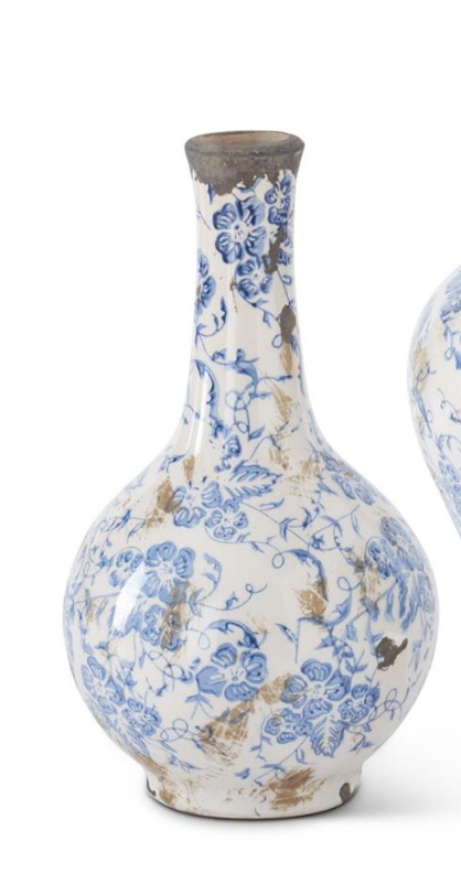 BLUE & WHITE CERAMIC BUD VASE