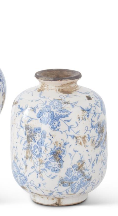 BLUE & WHITE CERAMIC BUD VASE
