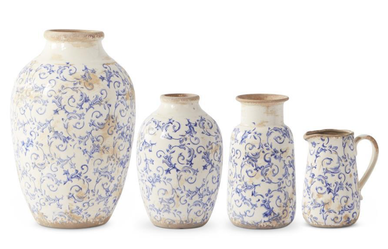 VINTAGE BLUE & WHITE CERAMIC VASES