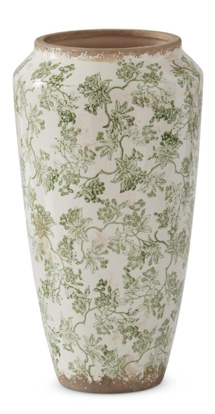 GREEN & CREAM CRACKLED CERAMIC CHINOISERIE