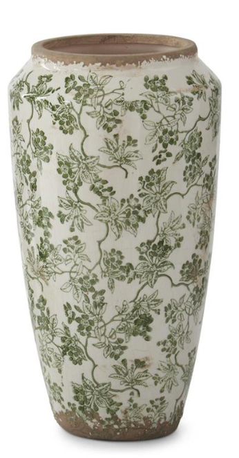 GREEN & CREAM CRACKLED CERAMIC CHINOISERIE