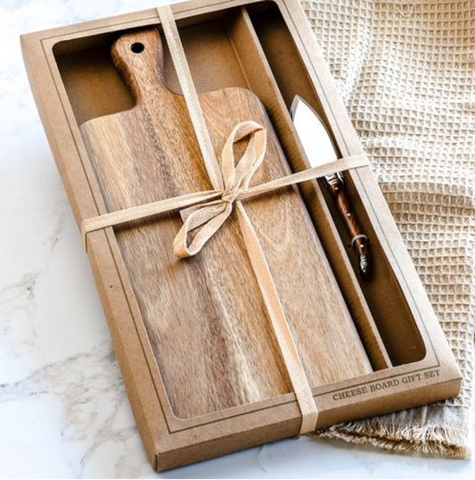 ACACIA CHEESE BOARD W/KNIFE SET