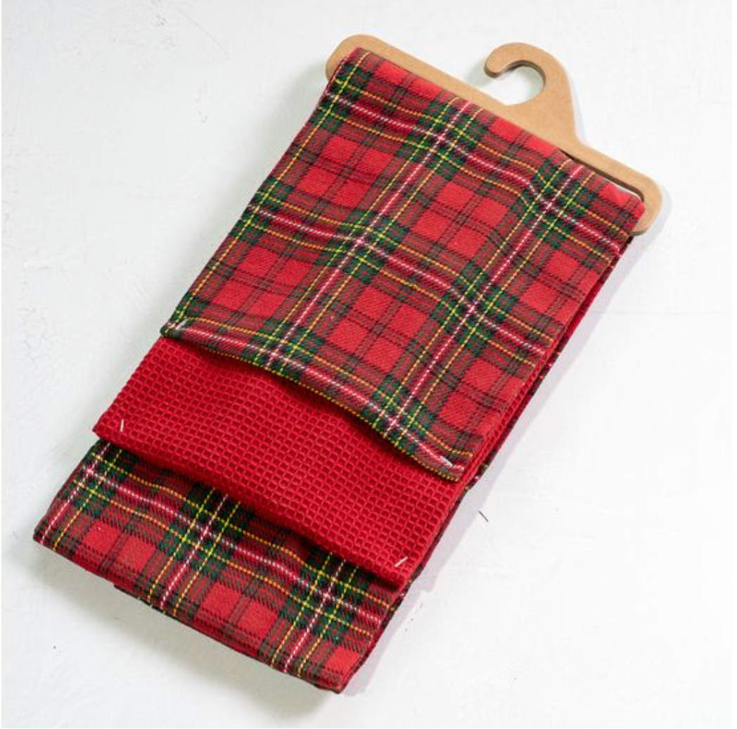 3 PC HOLIDAY PLAID TOWEL SET