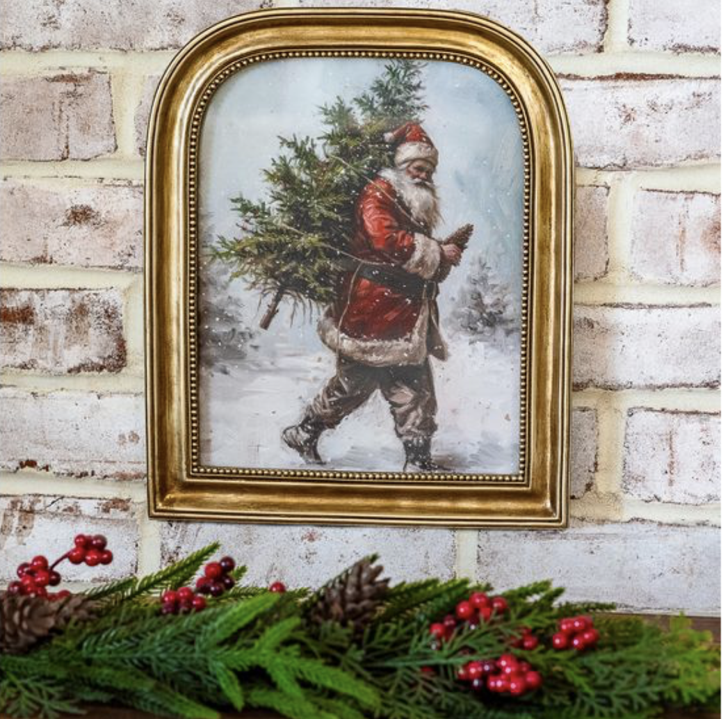 12" ANTIQUE GOLD SANTA TREE FRAME