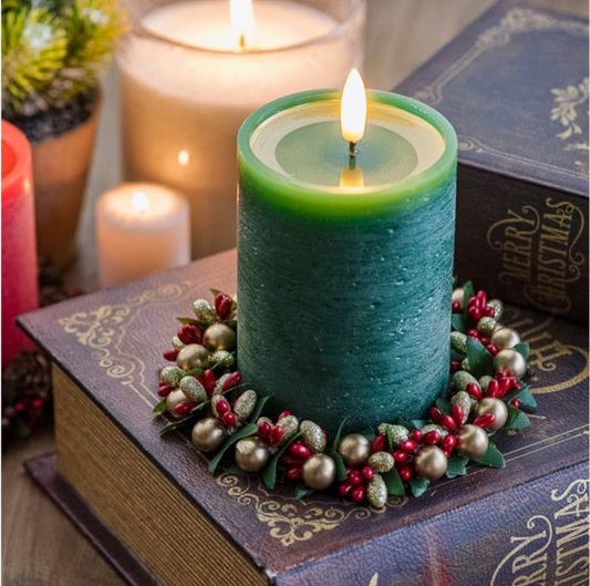 5" RED/GD BERRY CANDLE RING