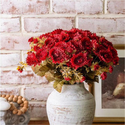 13" RED MUM BUNCH