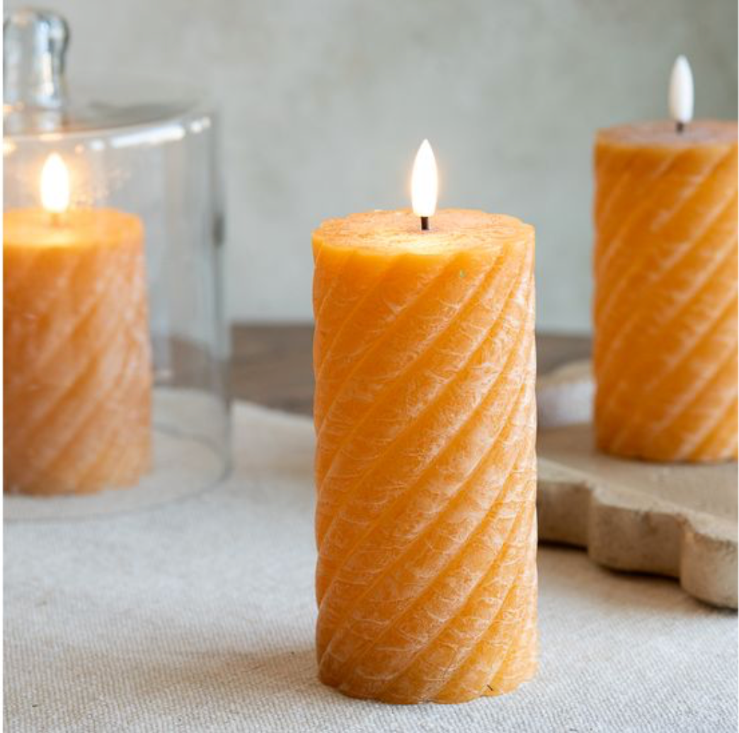 Flameless Twist Pillar Candle