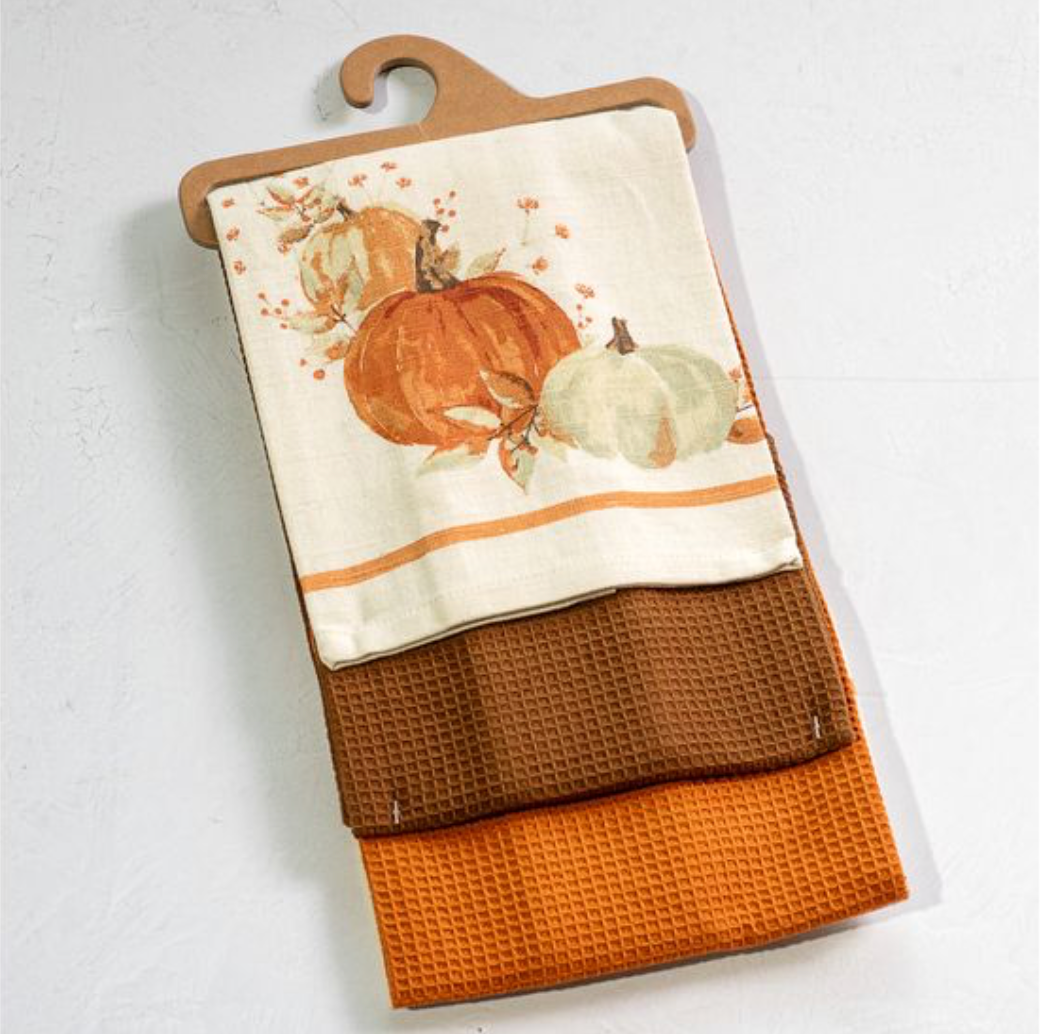 3 PC FALL PUMPKIN TOWEL SET