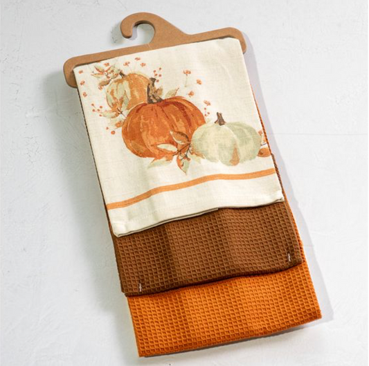 3 PC FALL PUMPKIN TOWEL SET