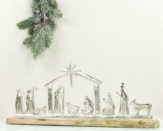 WOOD + ALUM. NATIVITY SCENE
